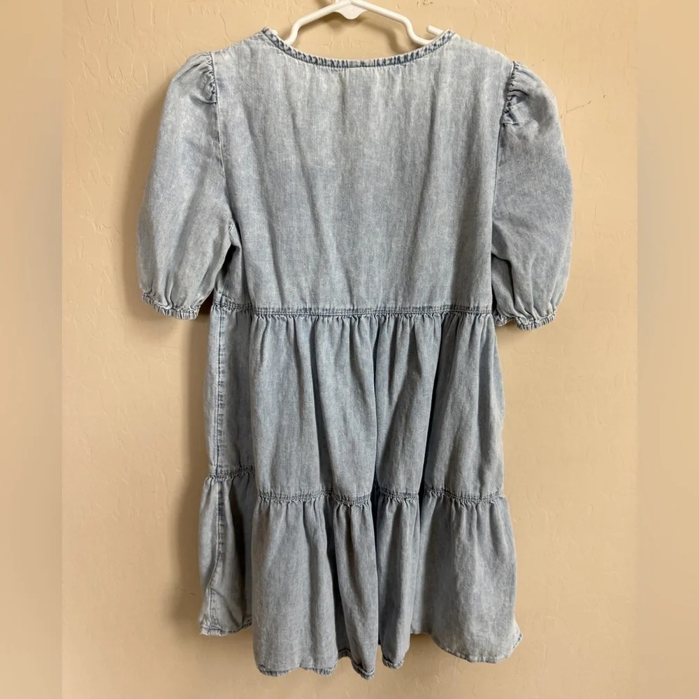 GAP kids Light Blue Casual Tiered Kids Denim Chambray Dress Spring Easter M